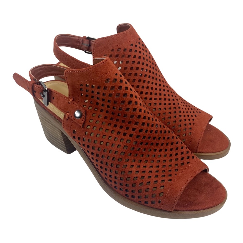 Marc Fisher Stacked Heel Open Toe Bootie